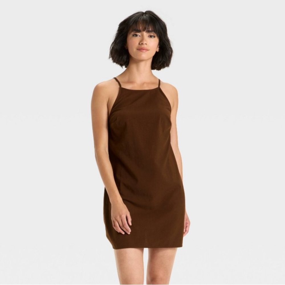 Brown Halter Mini Dress